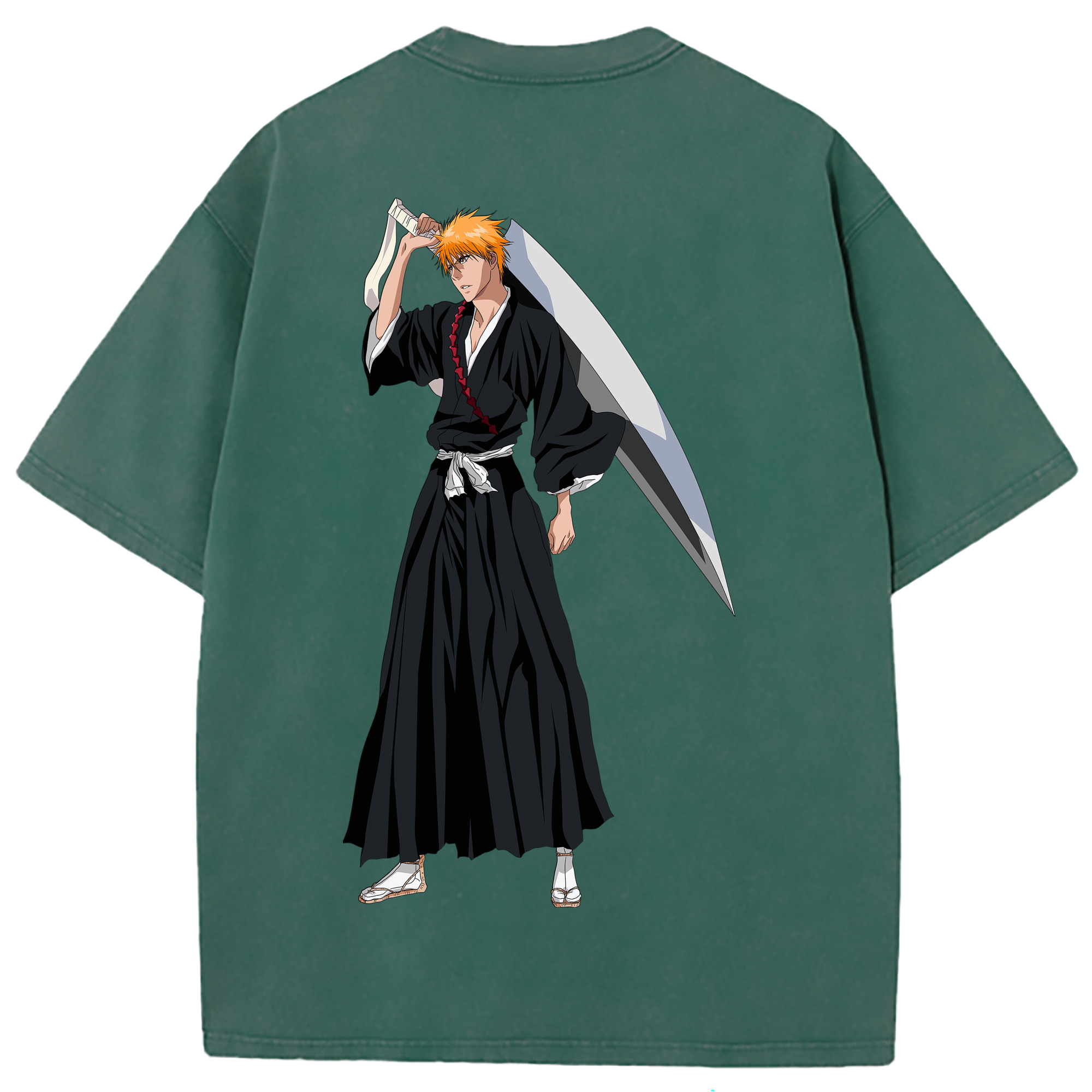 （画像用） ブリーチ 黒崎一護（くろさき いちご）BLEACH Kurosaki Ichigo 綿100% ヴィンテージ風 半袖Tシャツ（背面プリント）